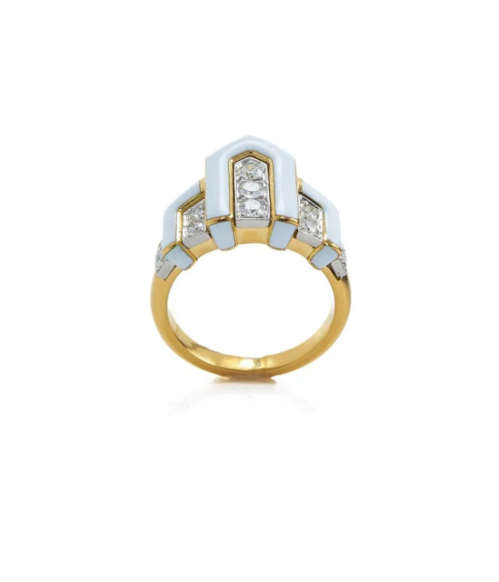 David Webb Rings*Scape Ring, White Enamel