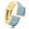 David Webb Bracelets*Scroll Cuff, Light Blue Enamel