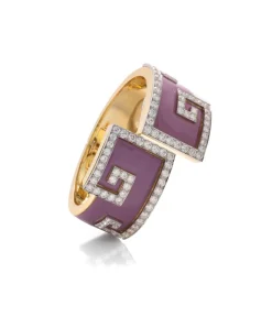 David Webb Bracelets*Scroll Cuff, Pink Enamel