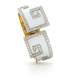 David Webb Bracelets*Scroll Cuff, White Enamel