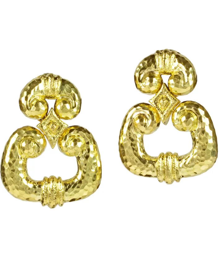 David Webb Earrings*Scroll Door Knocker Earrings