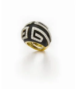 David Webb Rings*Scroll Ring, Black Enamel