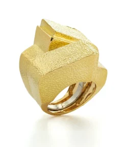 David Webb Rings*Ski Slope Ring, Hammered Gold
