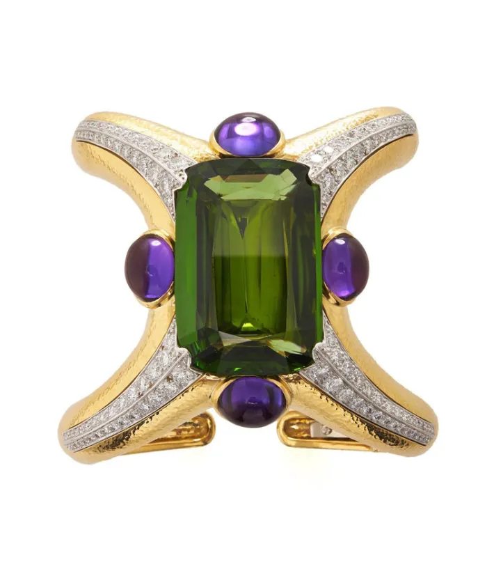 David Webb Bracelets*Sleeve Cuff, Peridot, Amethyst
