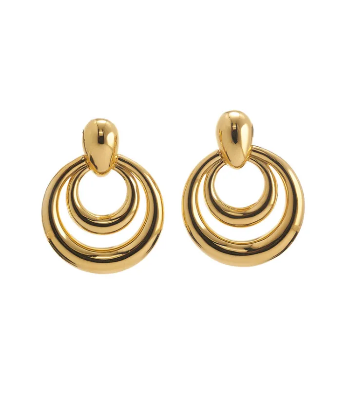 David Webb Earrings*Small Double Round Hoop Earrings, Polished