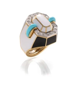 David Webb Rings*Small Facet Ring, Turquoise