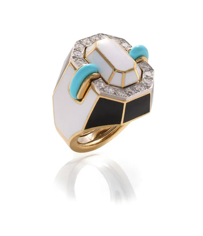 David Webb Rings*Small Facet Ring, Turquoise