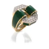 David Webb Rings*Small Octagonal Buckle Ring, Green Enamel