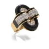 David Webb Rings*Small Oval Buckle Ring, Black Enamel