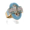 David Webb Rings*Small Oval Buckle Ring, Light Blue Enamel