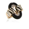 David Webb Rings*Small Oval Buckle Ring with Zebra Stripe, Black