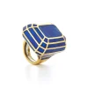 David Webb Rings*Solitaire Ring, Blue Enamel