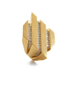 David Webb Rings*Spaces Ring, Hammered Gold