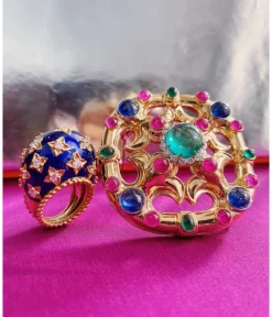 David Webb Rings*Star Ring, Blue Enamel