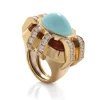 David Webb Rings*Streamline Ring, Turquoise, Carnelian, Diamonds