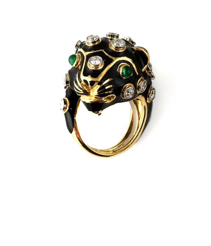 David Webb Rings*Studded Leopard Ring
