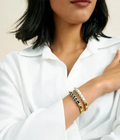David Webb Bracelets*Studlette Bangle, White Enamel