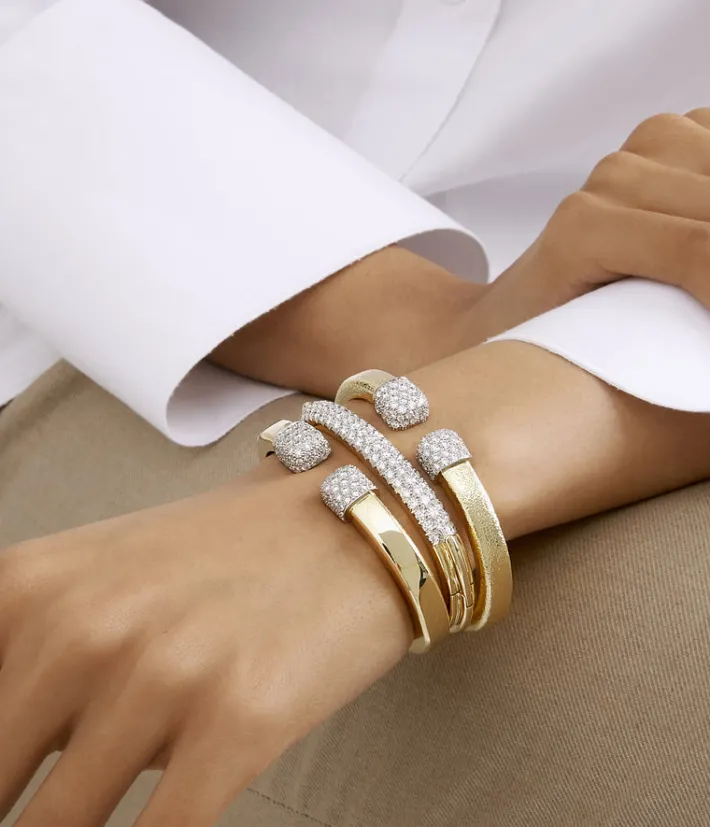 David Webb Bracelets*Sugar Cube Bracelet, Hammered 18K Gold