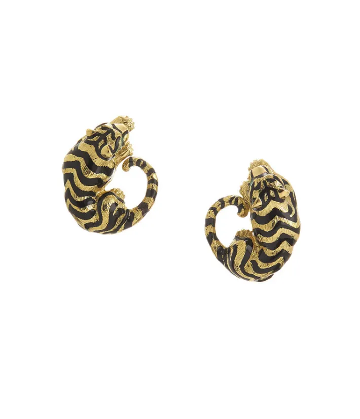 David Webb Earrings*Tiger Earrings