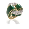 David Webb Rings*Tire Ring, Green Enamel