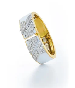 David Webb Bracelets*Tire Tracks Bracelet, White Enamel