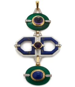 David Webb Pendants*Totem Pendant, Amethyst, Green Agate, Lapis Lazuli