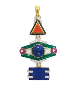 David Webb Necklaces | Pendants*Totem Pendant, Coral, Ruby, Lapis Lazuli
