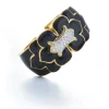 David Webb Bracelets*Trefoil Cuff, Black Enamel