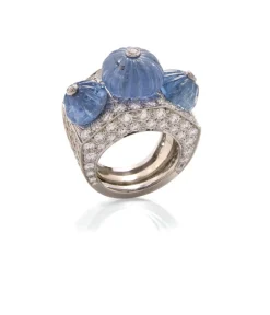 David Webb Rings*Triple Crown Ring, Sapphire