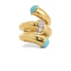 David Webb Rings*Turquoise Pipe Ring, Polished 18K Gold