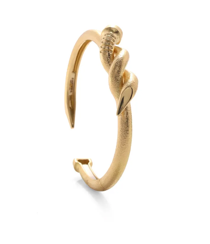 David Webb Bracelets*Twisted Nail Cuff, Hammered 18K Gold