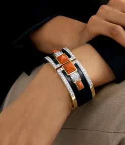 David Webb Bracelets*Two Stone Bastille Cuff, Coral