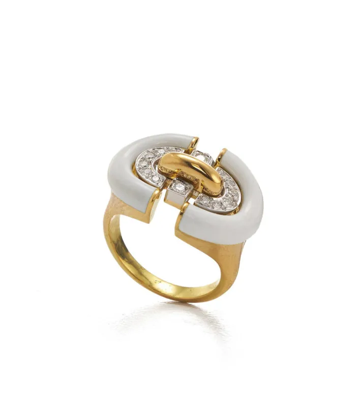 David Webb Rings*Unity Ring, White Enamel