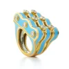 David Webb Rings*Wave Ring, Light Blue Enamel