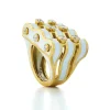 David Webb Rings*Wave Ring, White Enamel