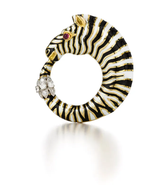 David Webb Brooches*Zebra Circle Brooch