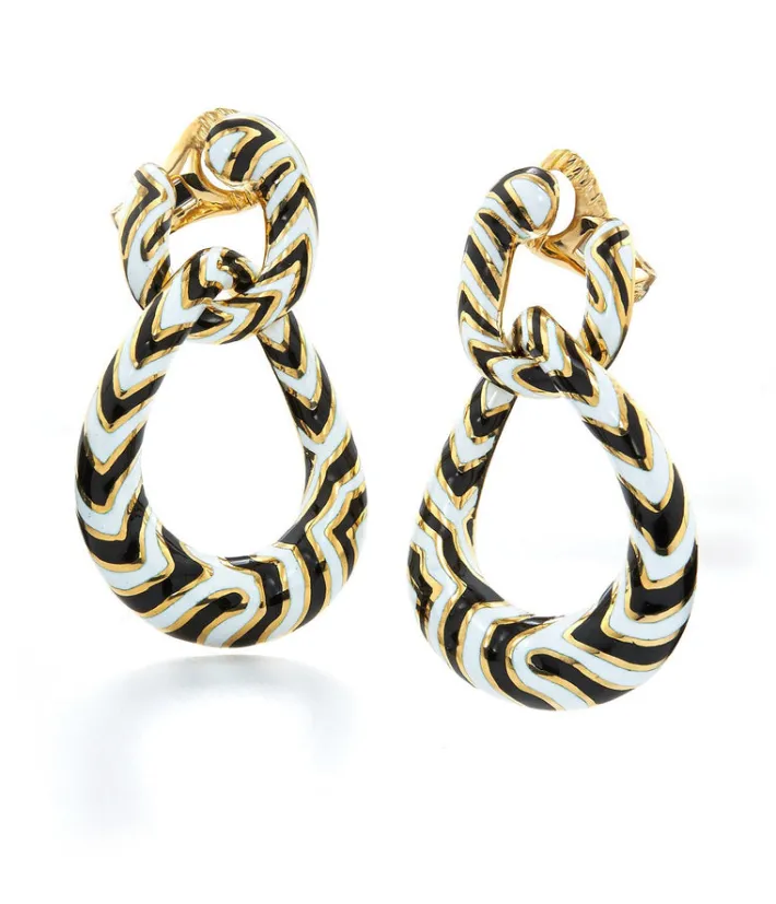 David Webb Earrings*Zebra Stripe Double Hoop Earrings